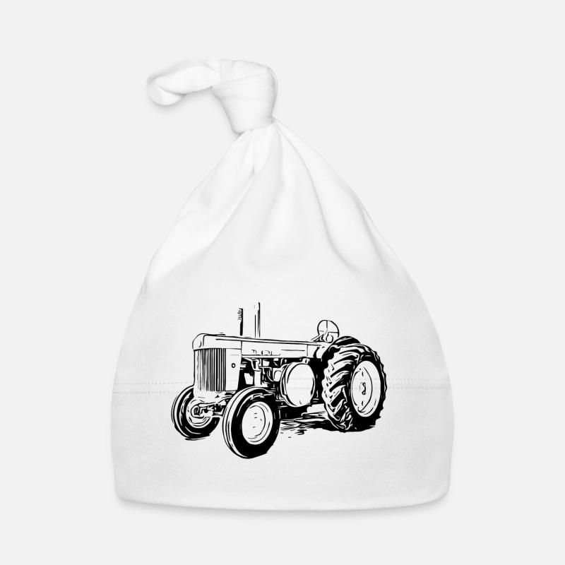 Model R Traktor - Baby Bio-Mütze - Weiß