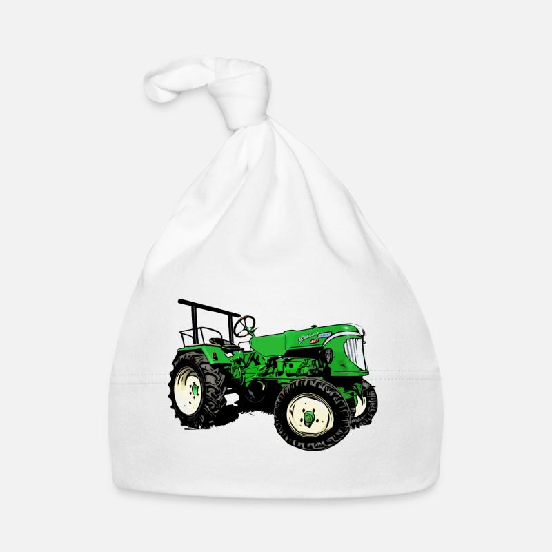 Güldner ADN-8 Haifischmaul Traktor - Baby Bio-Mütze - Weiß