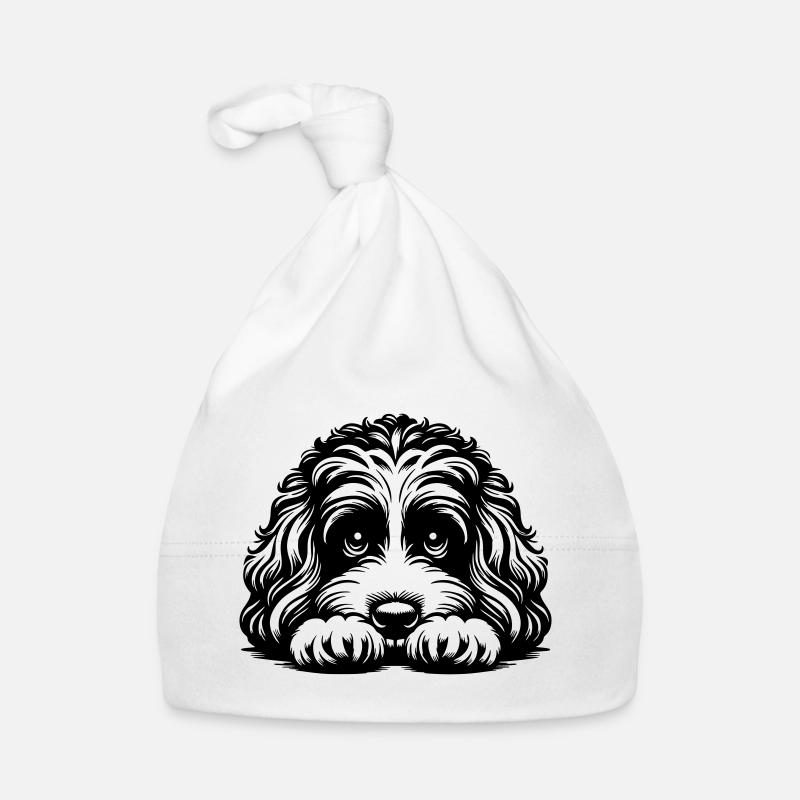 Tête de Cavapoo avec pattes Bonnet bio Bébé