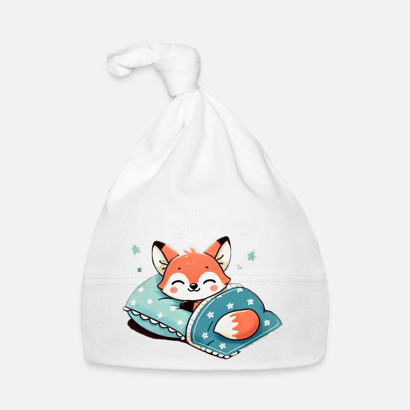 Fox Sleeping In Bed At Night Time Baby Bio-Mütze