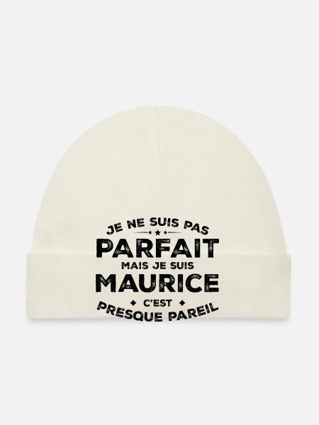 Maurice A First Name, An Attitude Humour Maurice - Organic Baby Cap - white - Front