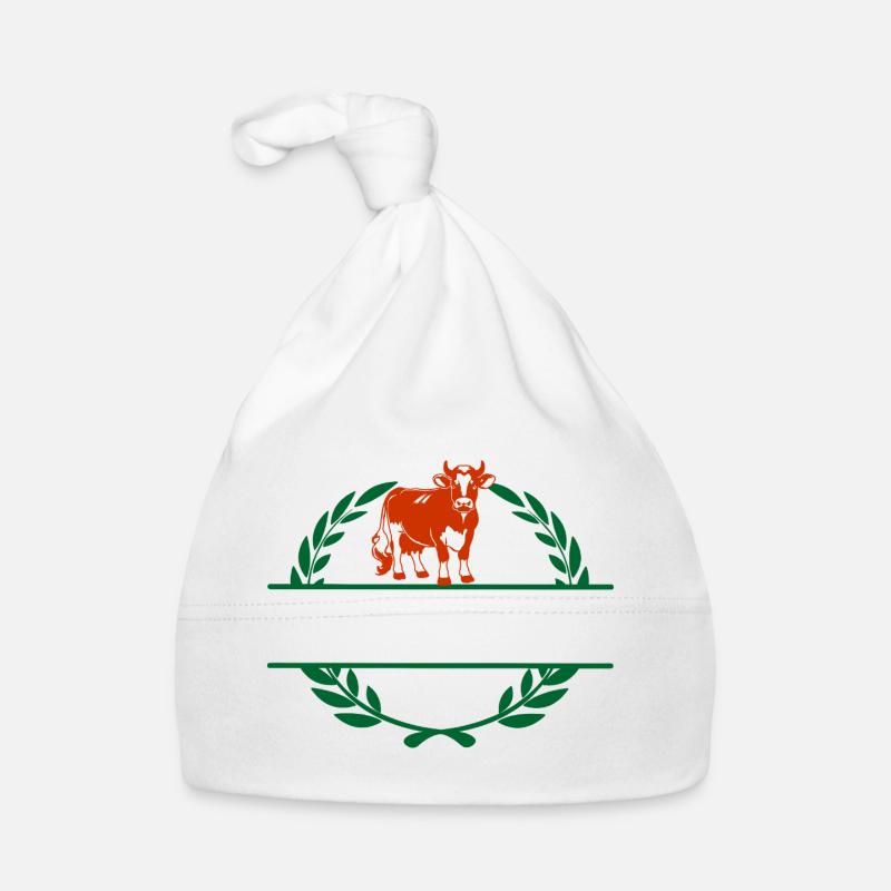 Red & White Cow with Own Text Organic Baby Cap