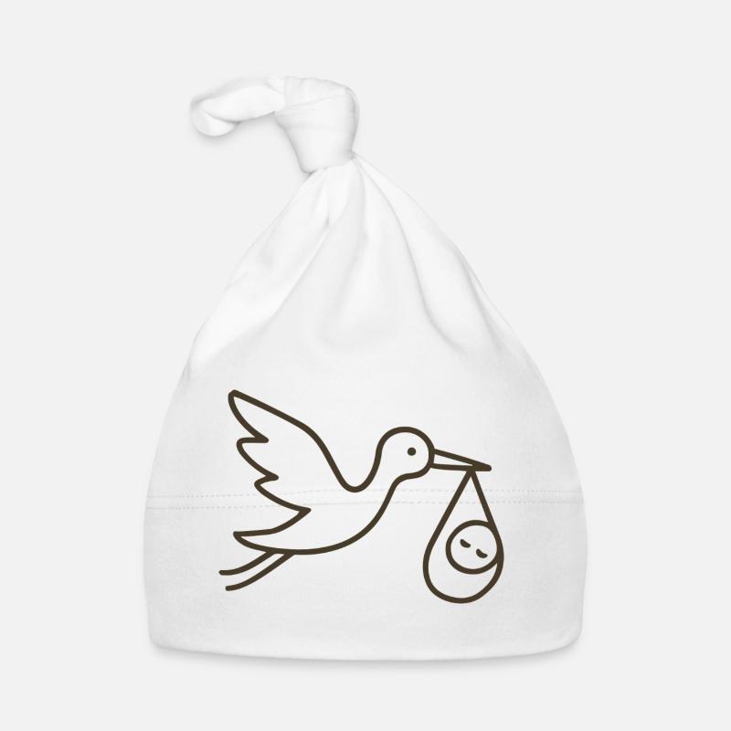 Storch mit Babykind - Minimal Baby Arrival Baby Bio-Mütze