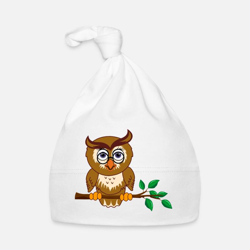 Smart Owl on Tree Branch Organic Baby Cap