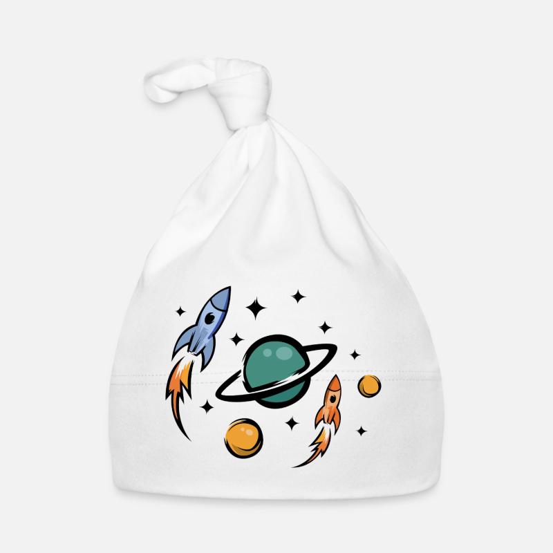 Collage de fusées et de planètes rétro Bonnet bio Bébé