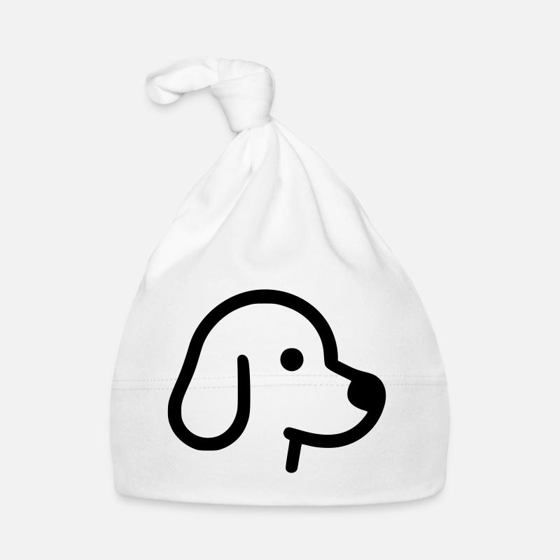 Chien mignon - contour, silhouette - Bonnet bio Bébé - blanc