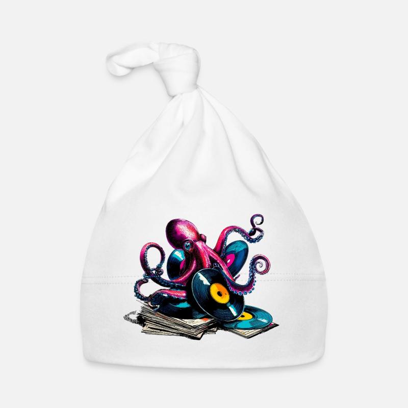 Poulpe vinyle colorée Bonnet bio Bébé