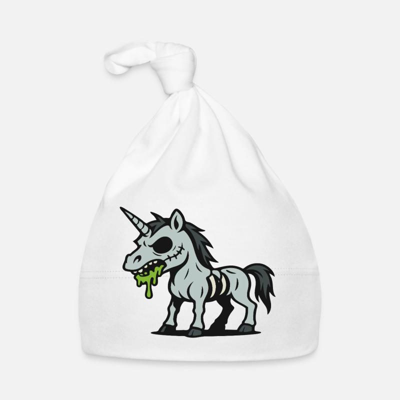 Zombie-Einhorn mit Schleim und dunklen Knochen Baby Bio-Mütze