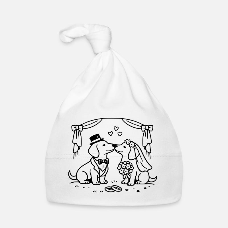 dackel hochzeit line art Baby Bio-Mütze