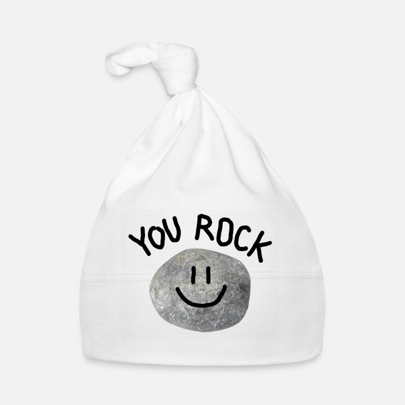 You Rock Minimal Pun Statement Smile Stone Organic Baby Cap
