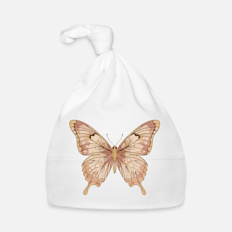 Soft Pink Butterfly Art Organic Baby Cap