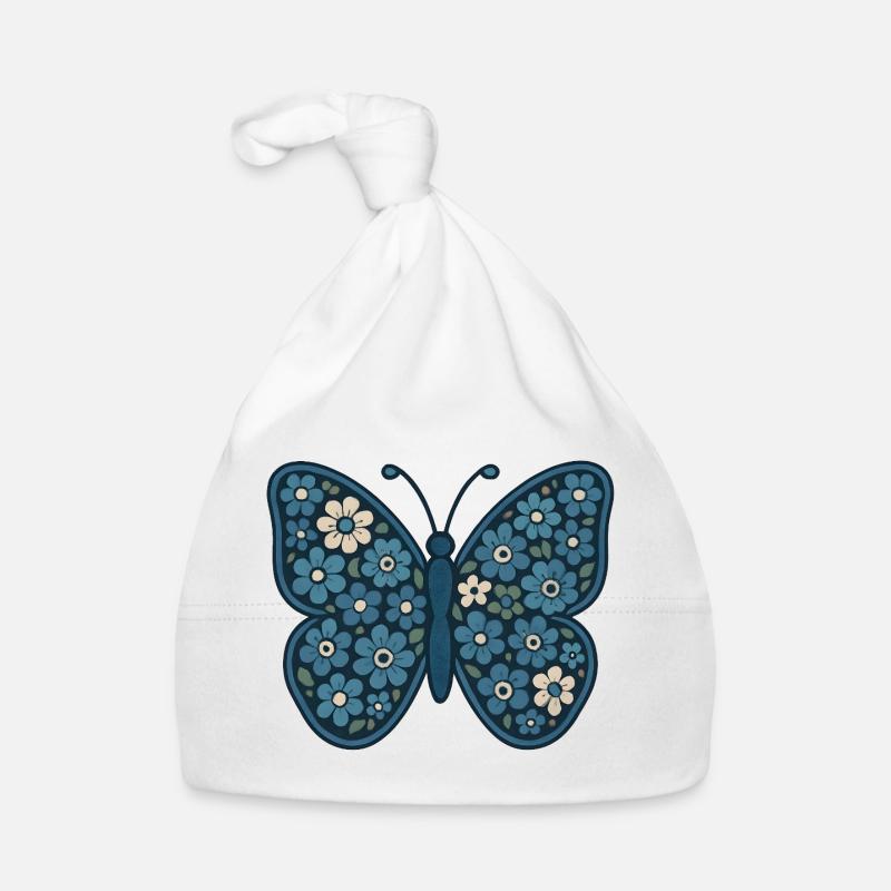 Blauer BlumenSchmetterling Muster Baby Bio-Mütze