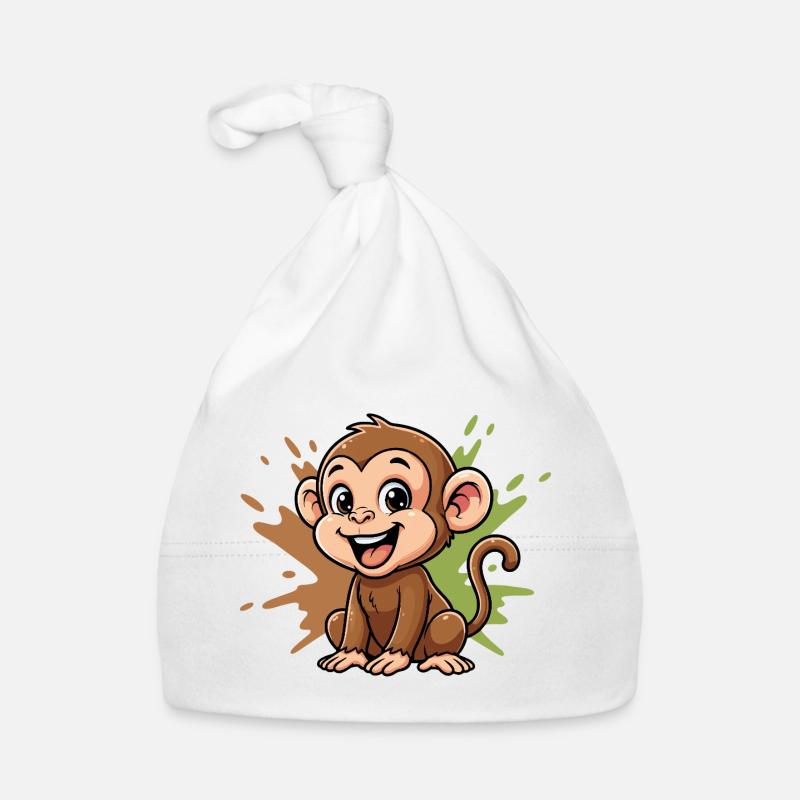Fröhlicher Affe Cartoon Farbspritzer Baby Bio-Mütze