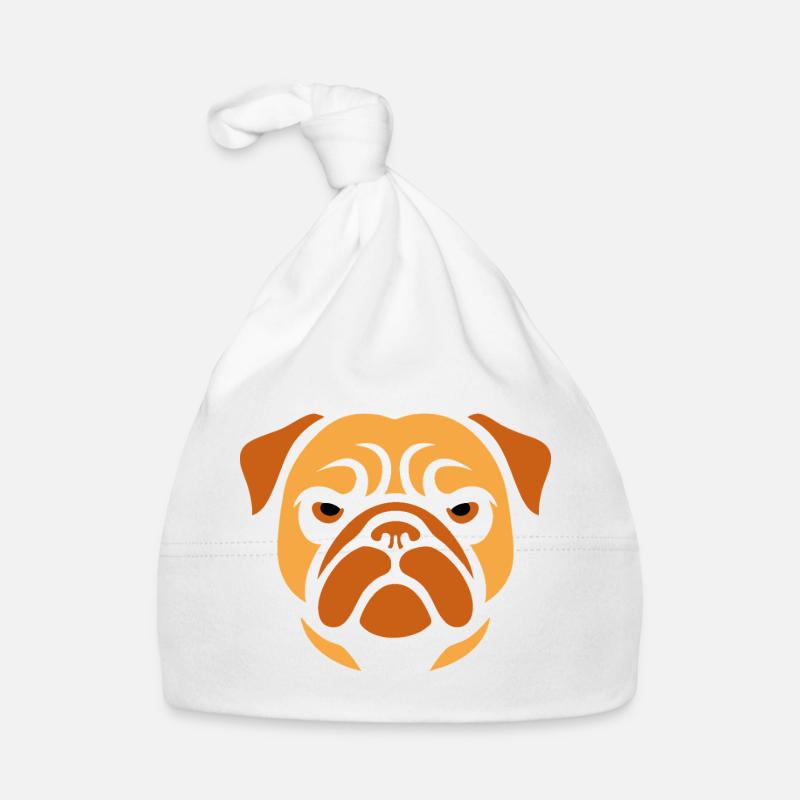 Mops , Hundekopf Baby Bio-Mütze