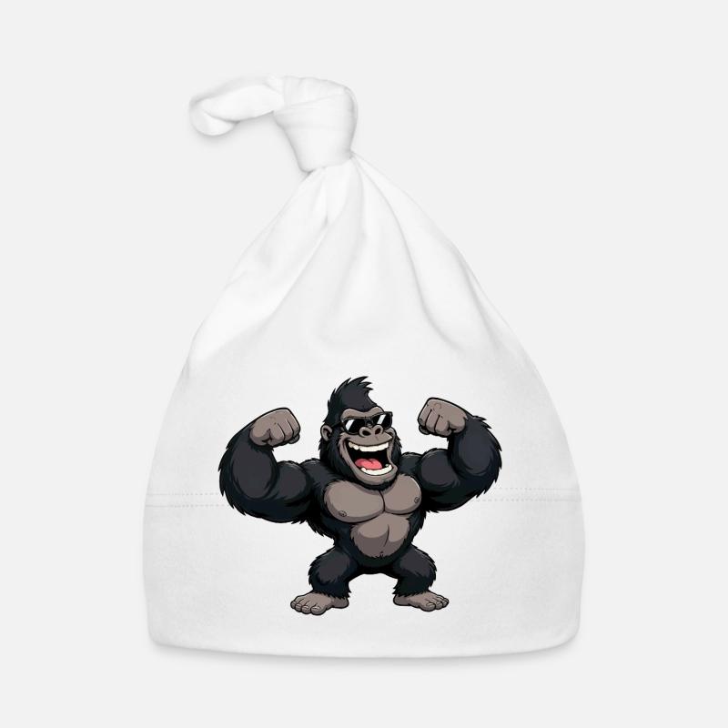 Gorilla Kraftheld mit Sonnenbrille Baby Bio-Mütze
