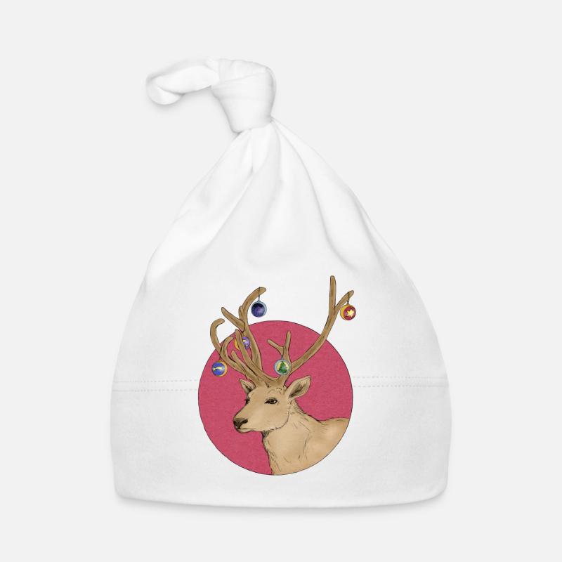 Rennes à Noël - Bonnet bio Bébé - blanc