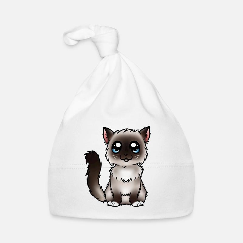 Birman - Seal Point - Bonnet bio Bébé - blanc