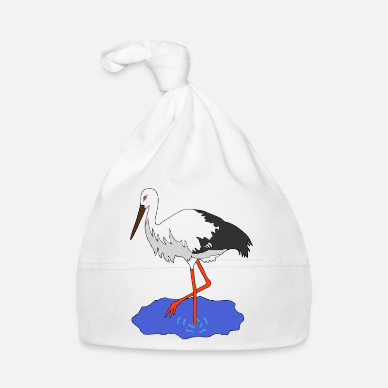 cigogne - Bonnet bio Bébé - blanc