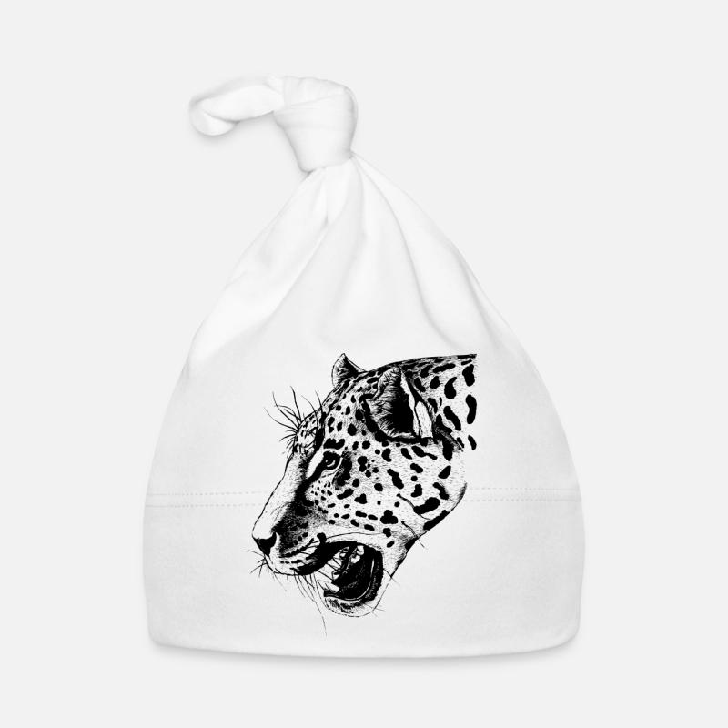 leopard - Baby Bio-Mütze - Weiß