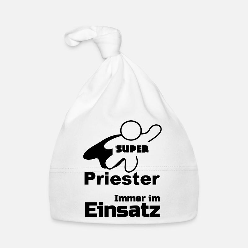 Super Priester Geschenk - Baby Bio-Mütze - Weiß