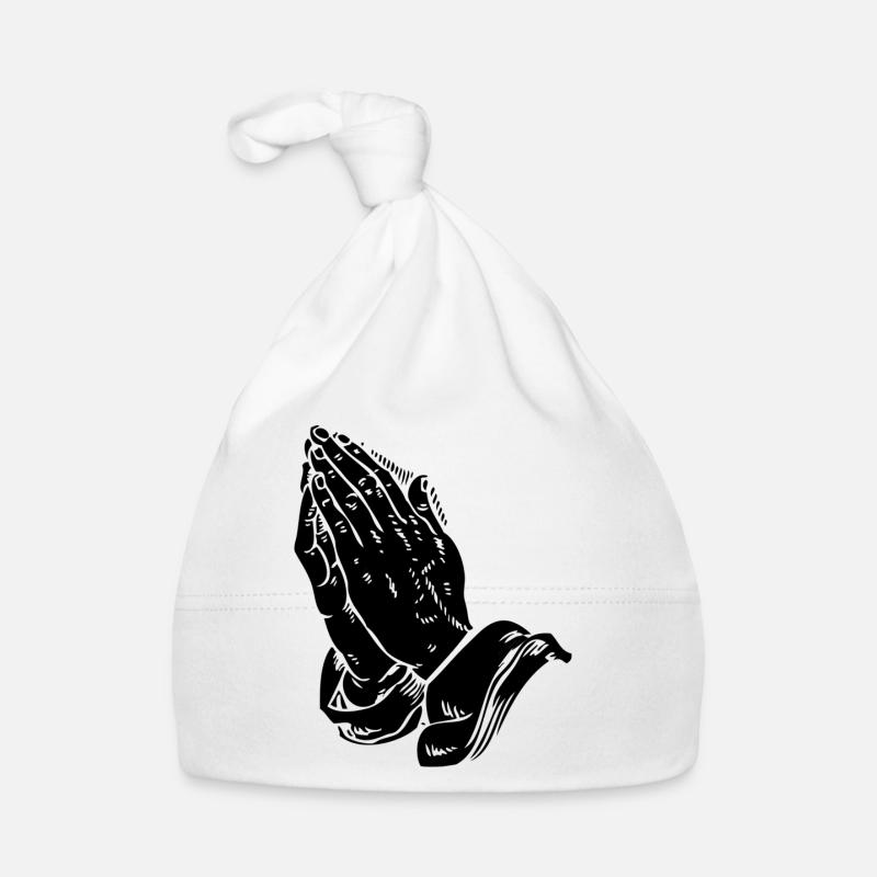mains en prière Bonnet bio Bébé