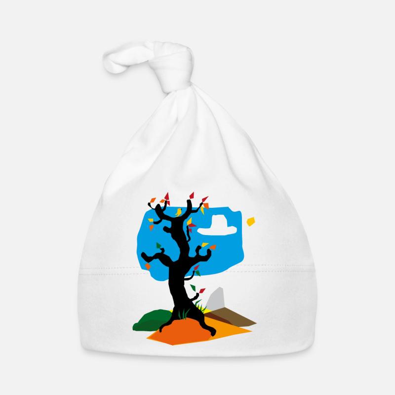Arbre en automne - Bonnet bio Bébé - blanc