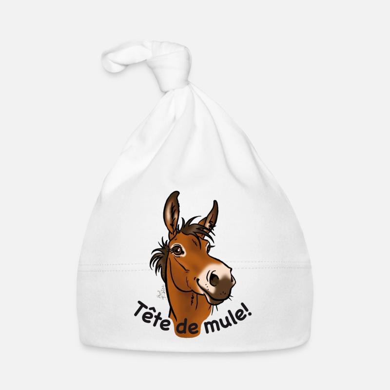 Mule, Tête de mule! (texte noir) Bonnet bio Bébé