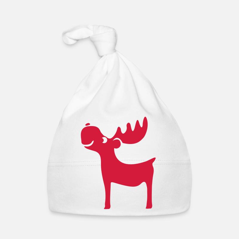 Moose bois de renne cerf noël Rudolf - Bonnet bio Bébé - blanc
