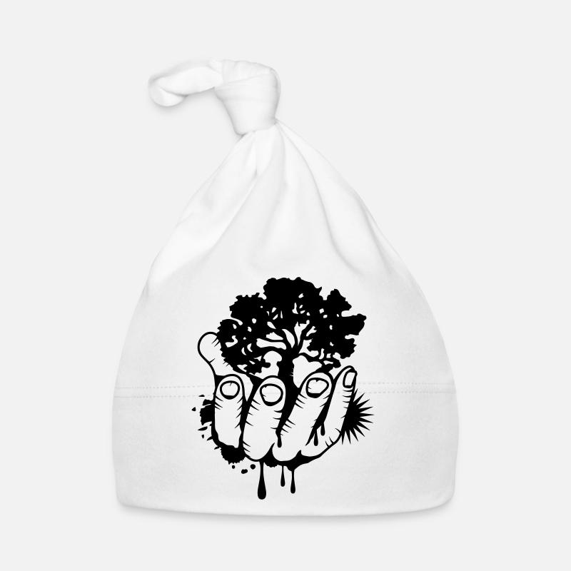 A tree held by a hand Organic Baby Cap
