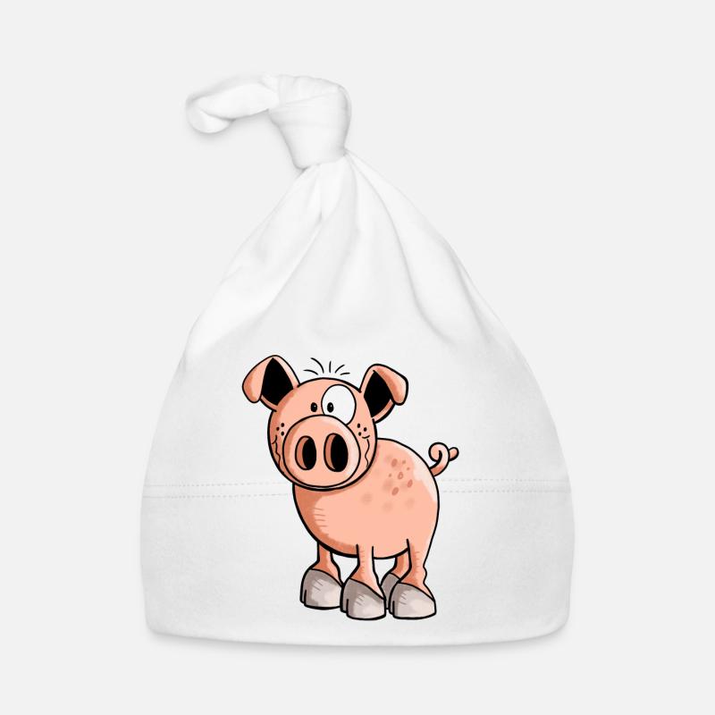 Rosa Ferkel - Schwein - Sau - Schweinchen - Comic Baby Bio-Mütze