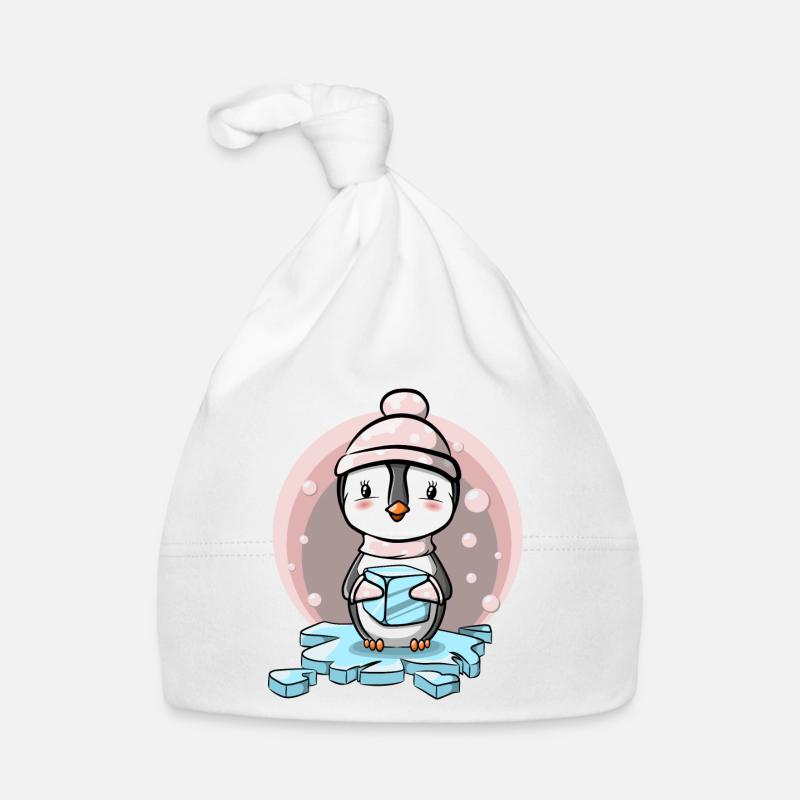 Pinguin Mädchen mit Mütze und Eiswürfel Baby Bio-Mütze