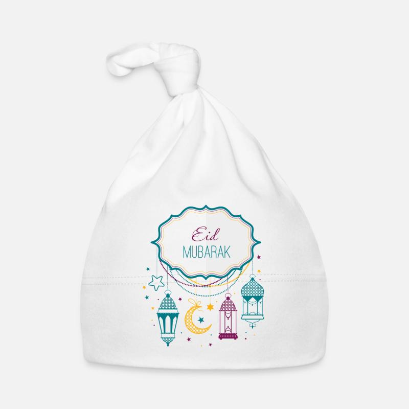Eid Mubarak - Organic Baby Cap - white