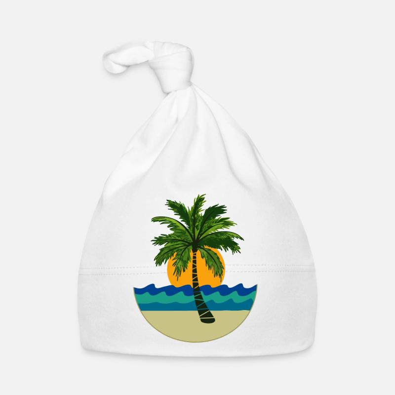Palm tree, sun, beach Organic Baby Cap