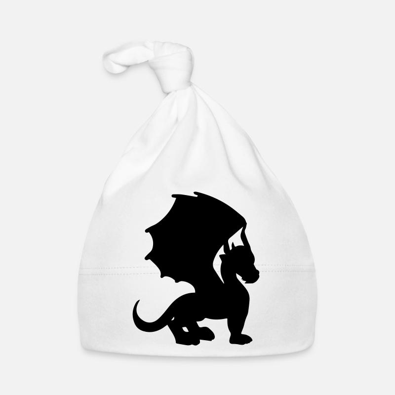 Winged dragon - Organic Baby Cap - white