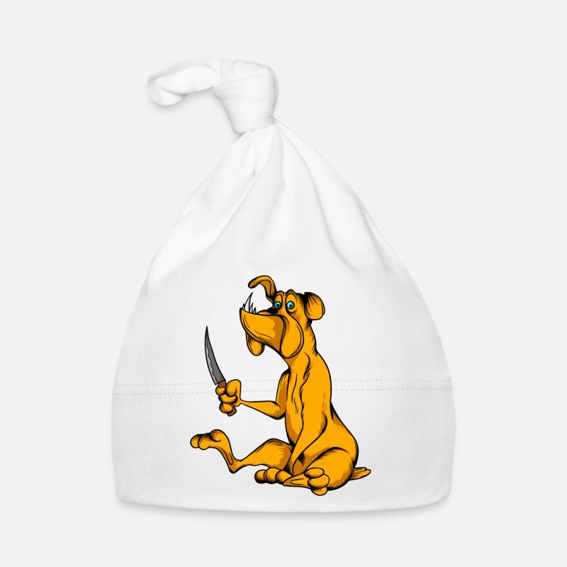 Chiens drôles 4 - Bonnet bio Bébé - blanc
