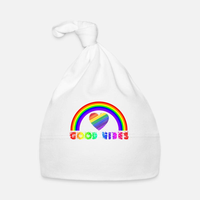 Regenbogen, Regenbogen, Regenbogen, Regenbogen, Regenbogen - Baby Bio-Mütze - Weiß