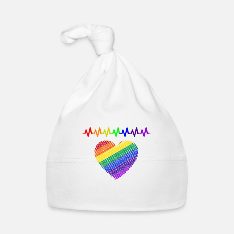 Regenbogen, Regenbogen, Regenbogen, Regenbogen, Regenbogen - Baby Bio-Mütze - Weiß