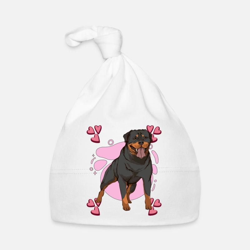 Rottweiler Heart Design - Baby Bio-Mütze - Weiß