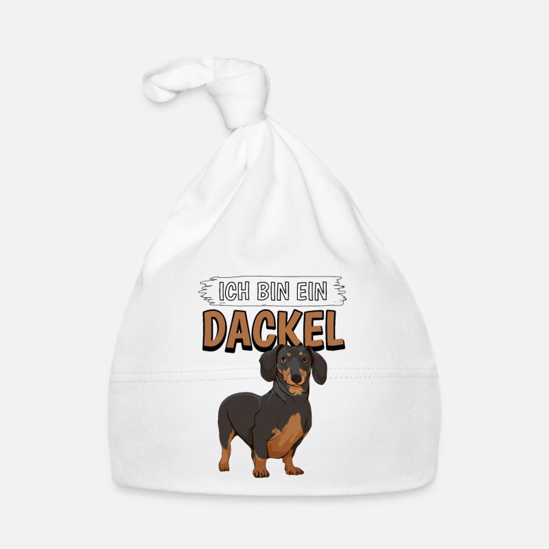 Dackel Ich bin ein Dackel - Baby Bio-Mütze - Weiß