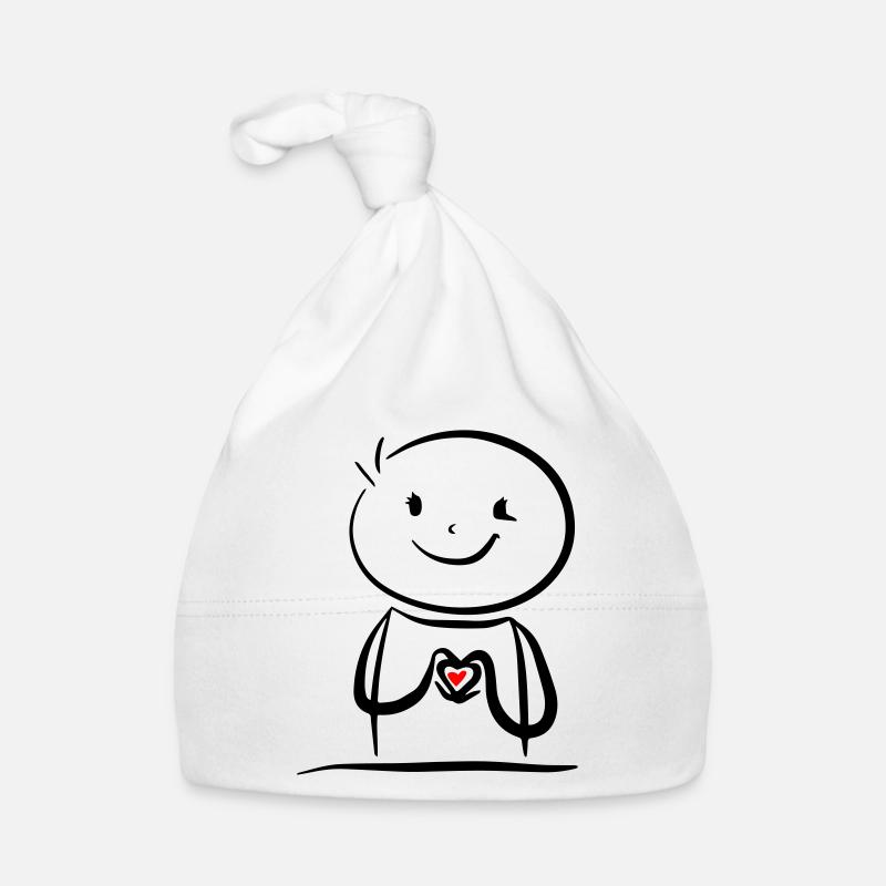 un cœur pour toi - Bonnet bio Bébé - blanc