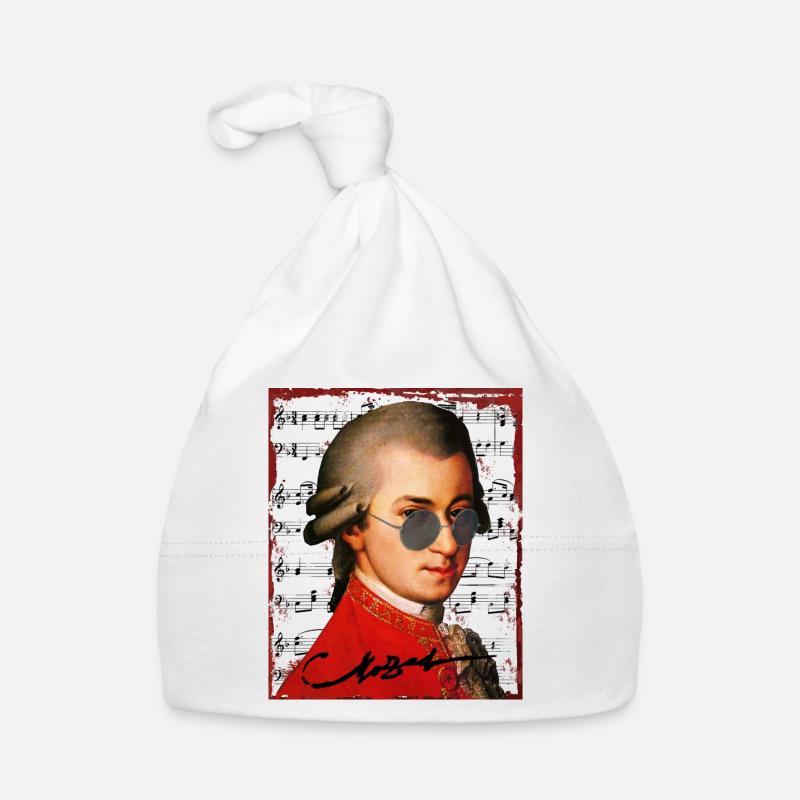 Wolfgang Amadeus Mozart - Bonnet bio Bébé - blanc