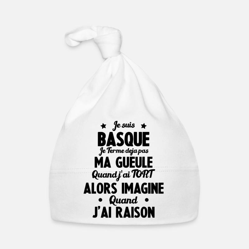 Je suis Basque - Je ferme pas ma gueule - Bonnet bio Bébé - blanc