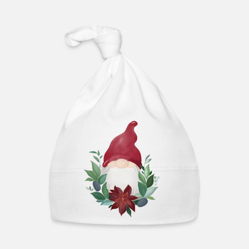 Gnome - Gnome de Noël - Bonnet bio Bébé - blanc