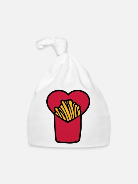 French Fries Love - Baby Bio-Mütze - Weiß - Vorne
