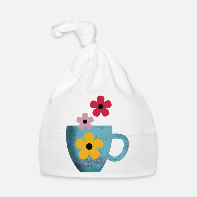 J’adore le café et les fleurs Bonnet bio Bébé