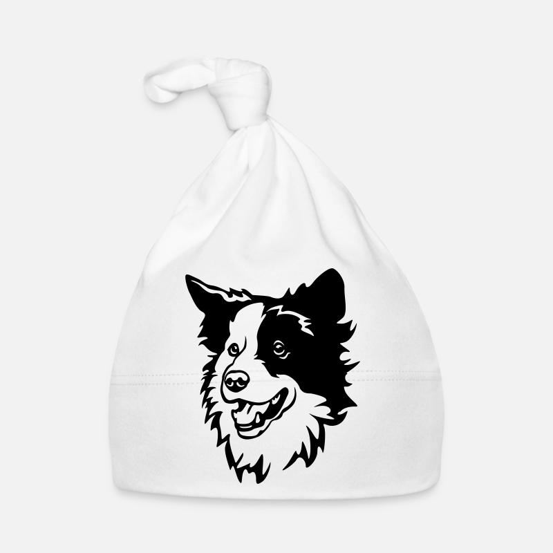 Tête de Border Collie Bonnet bio Bébé