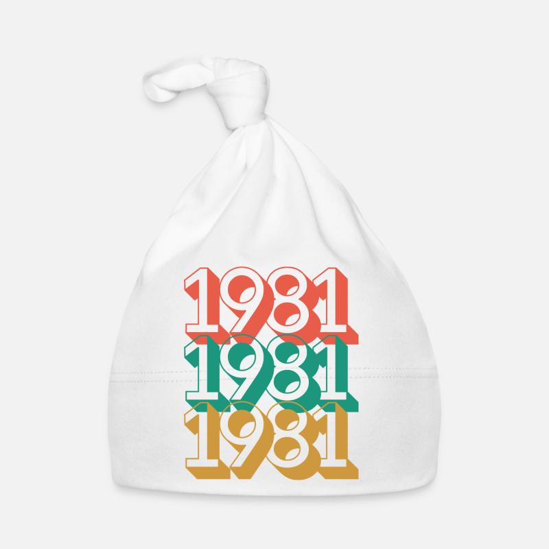 Anniversaire année 1981 / Vintage 1981 - Bonnet bio Bébé - blanc