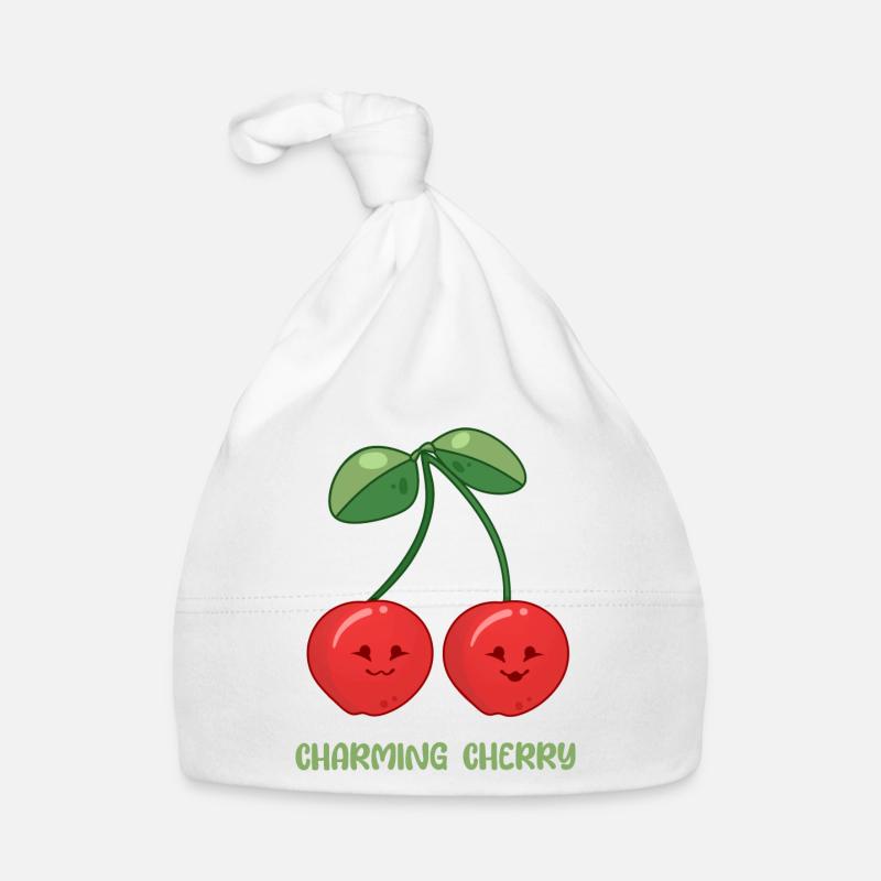 Cerise enchanteresse - Bonnet bio Bébé - blanc