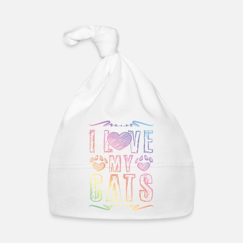 J’aime mes chats - Bonnet bio Bébé - blanc