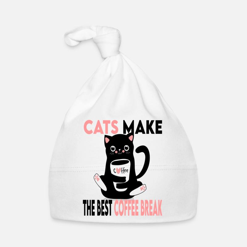 Katzen machen die beste Kaffeepause Baby Bio-Mütze